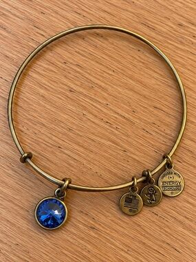 ALEX AND ANI September Birthstone Sapphire Crystal Vintage Expandable Bangle